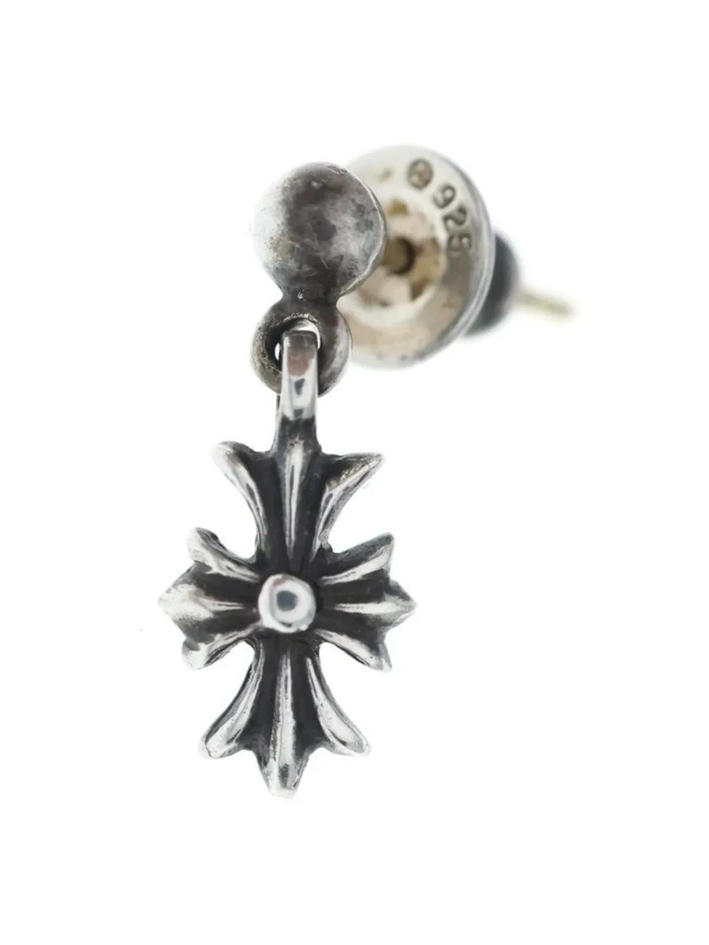 Chrome Hearts Tny CH Pls 1 Tiny Ech Plus Drop Silver Earrings